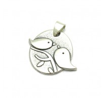 PE001147 Sterling silver pendant solid two birds 925 EMPRESS